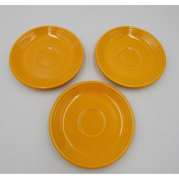 Fiesta Fiestaware Yellow Teacup Saucer Ring Handle HLC Genuine Fiesta USA S/3 - Picture 8 of 11